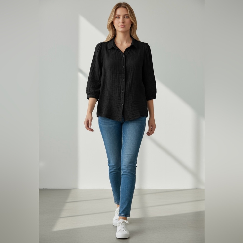 Sundays Black Women's Button-Up Top